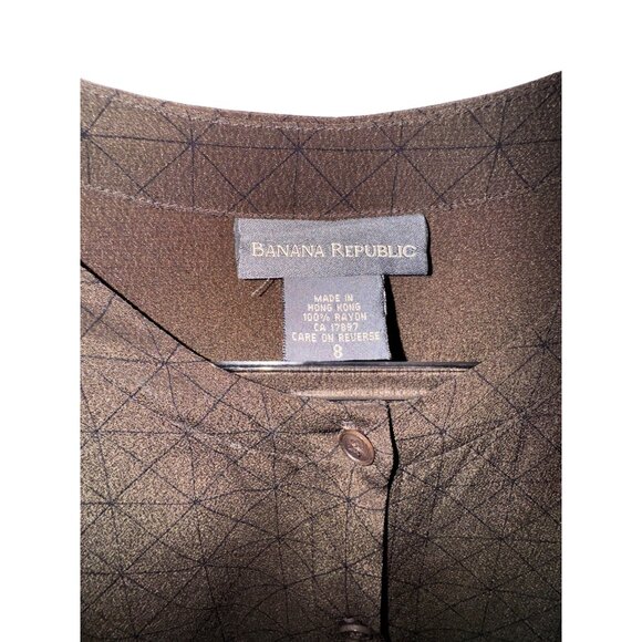 Vintage Eighties Banana Republic Brown Short‎ Sleeve Long Dress Size 8 Classic - Picture 3 of 4